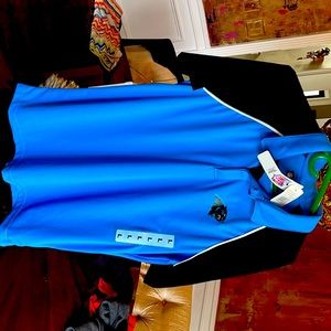 Carolina panthers, short sleeve polo with the athletic breathable fabric